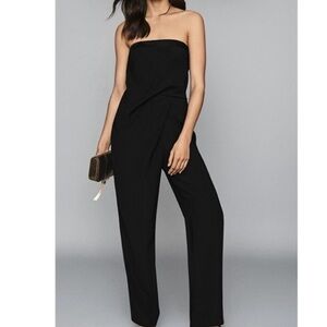 Reiss Black Strapless Jumpsuit with Straight Leg Pants NWT Size 2